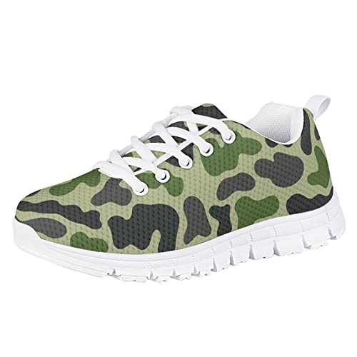 Camouflage Shoes for Boys Lightweight Running Tennis Shoes Kids Athletic Sneakers Green Grey