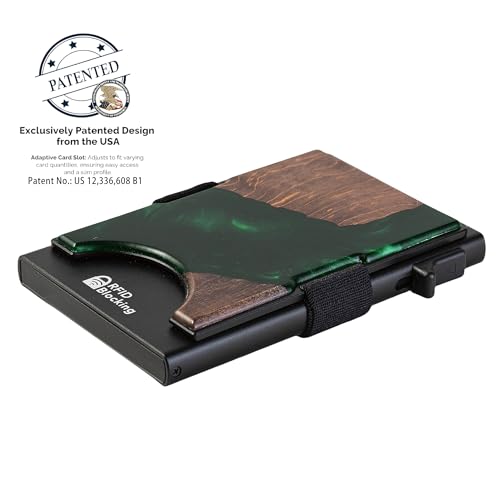 Image of Slim Card Holder Wallet for Men, Minimalist RFID Blocking Pop Up Wallet, Smart Metal Business Card Case Holds 12 Cards, Ultra-Thin Front Pocket Wallet, Gifts for Men