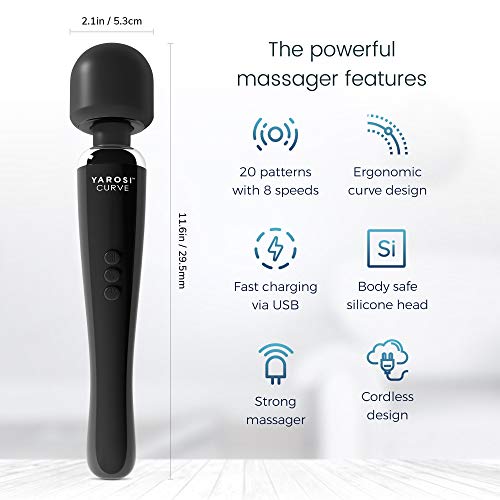 Yarosi Curve Therapeutic Device - 8 Powerful Speeds And 20 Patterns - For Muscle Aches And Sports Recovery - Rechargeable - Travel Friendly - Black #TOP2