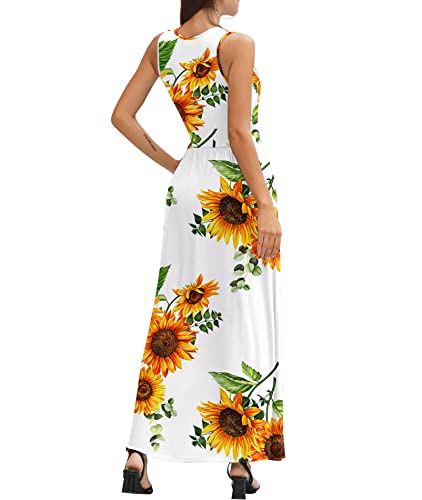 Image of LILBETTER Women Sleeveless Deep V Neck Loose Plain Long Maxi Casual Dress