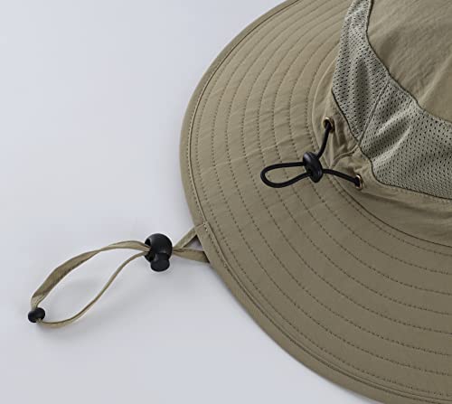 Image of Home Prefer Outdoor UPF50+ Mesh Sun Hat Wide Brim Fishing Hat with Neck Flap