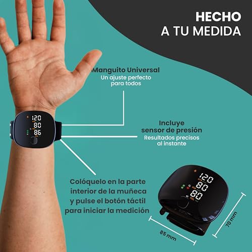 IMHOMED Tensiometro de Muñeca Profesional, Batería Recargable 500mAh-TypeC, Voz en Español, Pantalla Táctil, Manguito Universal, Certificado Sanitario 2025, Indicador de Riesgo, Memoria 2 Usuarios - imagen 5