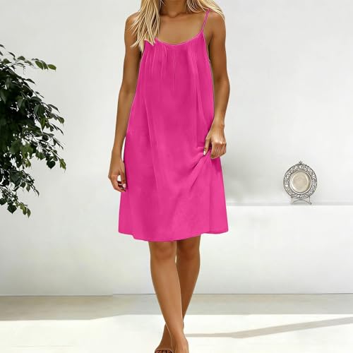 Robe longue décontractée sans manches Rose XL pour femme - 7
