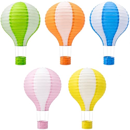 ADLKGG Hanging Hot Air Balloon Paper Lanterns Party Decoration - 12 Colorful Decorative Lanterns for Easter Birthday Wedding Baby Shower Graduation and Classroom Decor - 5 Vibrant Colors Included