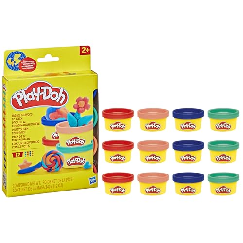 Play-Doh Pack de 12 L'imagination en fête, Coffret de pâte à modeler, Activité manuelle et Jeux créatifs pour enfants, Kit créatif Play-Doh avec accessoires, Activité manuelle pour Noël, Dès 4 ans