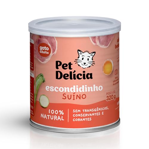 Pet Delícia Escondidinho Suíno, Para Gatos Adultos 320g, Alimento Natural, Super Premium, Sem Conservantes, para peles sensíveis