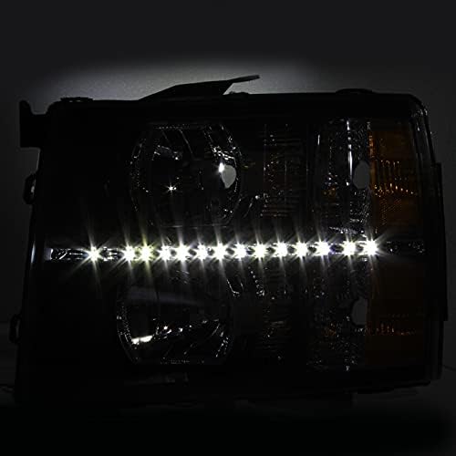 AKKON - For Chevy Silverado 1500 2500HD 3500HD Black Bezel LED DRL Headlights + LED Tail light Set L+R