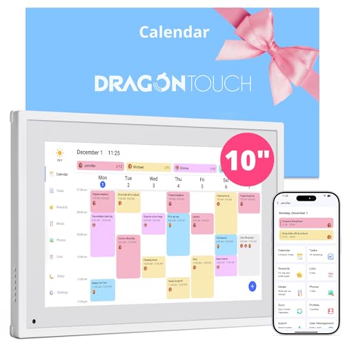 10.1' Digital Calendar Chore Chart – 1080P Full HD Interactive Touchscreen, Smart Family Planner, Hearth Display Digital Wall & Desk Mountable for Seamless Scheduling