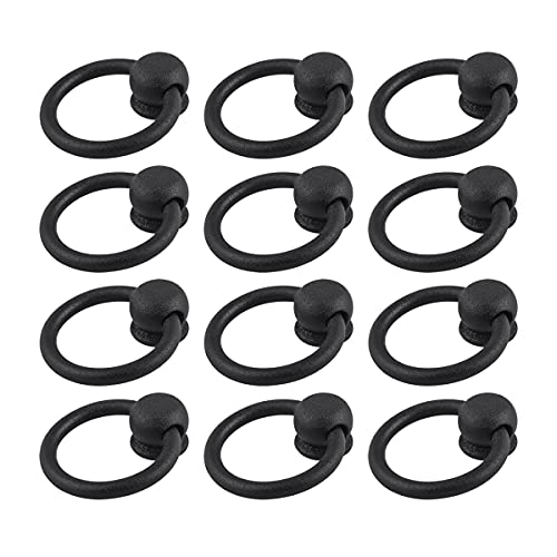 Black Wrought Iron Mission Ring Cabinet Pull 2" Drawer Handle Pack of 12
