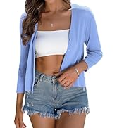 Arctic Sheep Women's Cropped Open Front Cardigan – 3/4 Sleeve Bolero, Viscose Blend 6 thumbnail image