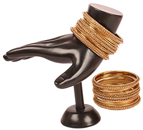 Touchstone "Golden Bangle Collection Indian Bollywood Rhinestones Grain Work Designer Jewelry Thick Bangle Bracelets for Women in Antique Gold Or White Tone.3