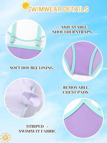 Image of Girl's 2 Piece Swimsuit Solid Spaghetti Strap Bikini Sets Beach Bathing Suit Swimwear for Teen Kids