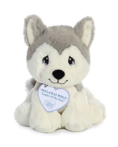 Image of Aurora® Adorable Precious Moments™ Malakai Wolf Stuffed Animal - Heartwarming Toy for Comforting Children - for Sentimental Gifts, Birthdays, and Adults - Gray 7.5 Inches