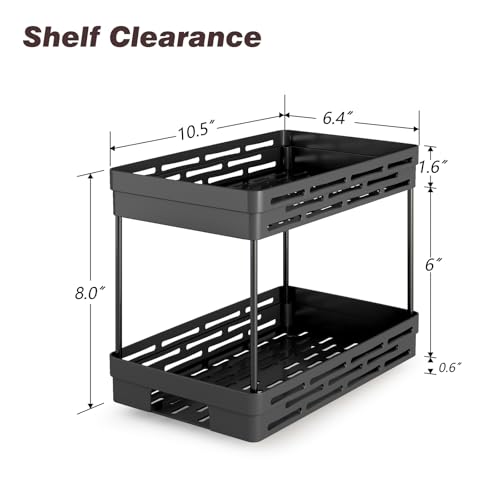 Pull Out Spice Rack Organizer for Cabinet, 2 Pack Widen Slide Out Spice Racks Organizer, Spice Cabinet Organizers, Cabinet Size Need:12'' Highx11'' Deepx6.75'' Wide,Hold 15 Spice Jar Each Tier-2Tier