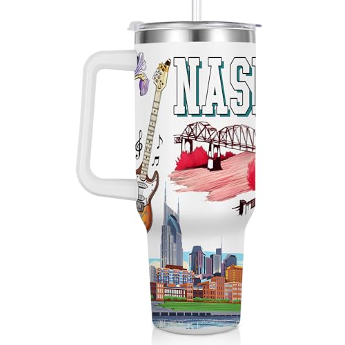City Tumbler 40oz,Stainless Steel Water Bottle for Hot & Cold Beverages-City Gift Idea (Nashville)