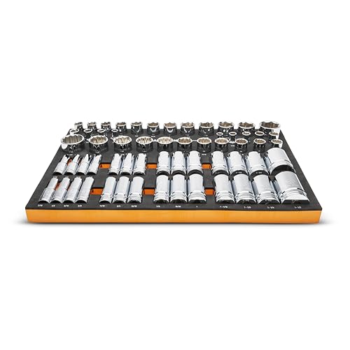 Image of GEARWRENCH 60 Piece 1 /2 inch Drive Master SAE Socket Set in Foam Storage Tray - GWMSSKT12SAE