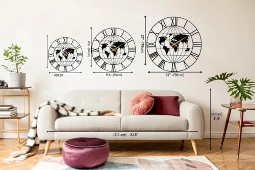 Image of Stylish Metal Analog Wall Clock for Living Room, Bedroom, Office, Kitchen, Home and Hall | Antique Fancy Big Size Modern Wall Watch for Home Decor (DA-3, 50CM)