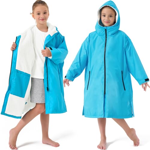 Swim Parka Kids Windproof Sherpa-Lined Unisex Parka Quick-dry Robe Coat for Kids Youth,Oversize Swimming Warm Jacket