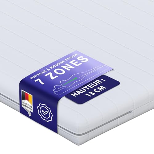 Mister Sandman Matelas 90 x 200 cm – Mousse Froide Ergonomique 7 Zones de Confort – équilibré & Ferme – Réversible 2 Faces – Certifié Oeko-TEX –...