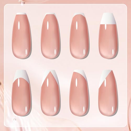 Born Pretty French Manicure Kit, Nail Stamper and 2Pcs Gel Nail Polish, Include Jelly Natural Pink White Colors for French Tip, U V Light Cure