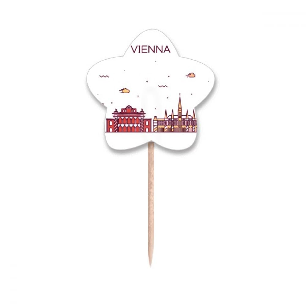 Cure-dents plat Vienne Autriche avec drapeau étoile pour buffets et soirées à thème