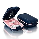 Bathola Tablettenteiler, Pillenschneider für Klein oder Groß Pillen Vitamin-Tabletten, Tragbarer Taschen Pillenzerkleinerer für Unterwegs,Blau