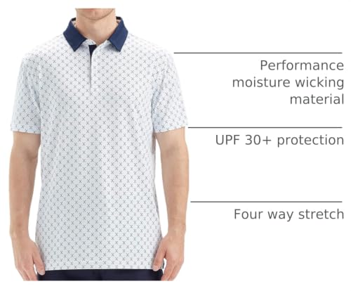 Image of Golf Shirts for Men Dry Fit Short Sleeve Print Performance Moisture Wicking Polo Shirt