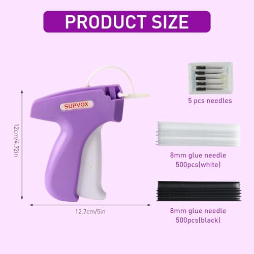 Image of Supvox Quick Clothing Fixer,Mini Tag Gun,Clothing Stitch for Clothes Quick Tailoring Sewing Gun Price Label Machine(5 Needles 1000 Glue Needles)