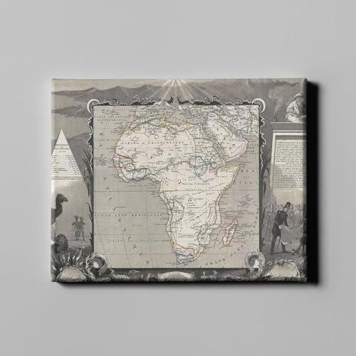 Carte de l'Afrique Levasseur 1852 Toile Extra Large Déco Murale