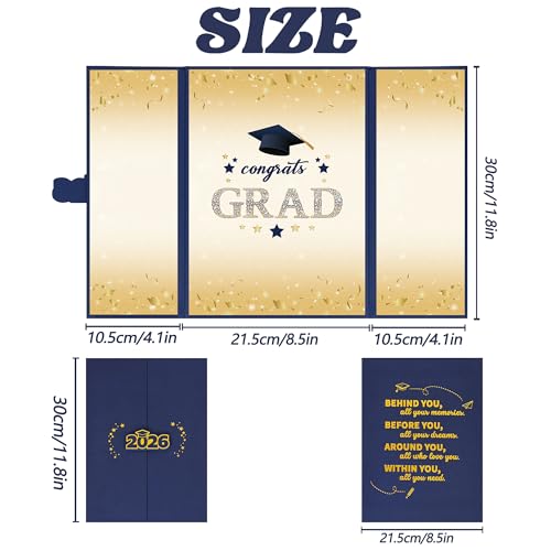Image of Vlipoeasn 2026 Graduation Guest Book Alternative, Blue Gold Class of 2026 Graduation Party Decorations, Graduation Signature Book for 2026 College High School, Unique Graduation Gifts for Friends