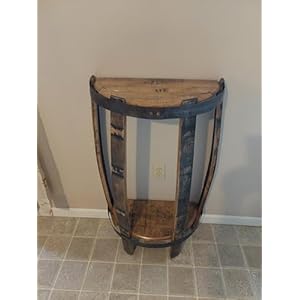 Half round Bourbon Barrel Side Table (Distillery Stamp, Large 34″)