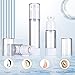 Qeuly 3 Pack Airless Pump Bottles 1.7 oz Travel Size Pump Bottle Lotion Container Refillable Cosmetic Pump Dispensers for Foundation Moisturizer Shampoo Toiletry (SN-50)