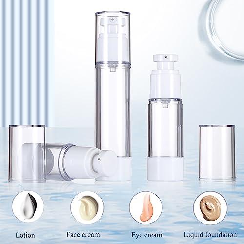 Qeuly 3 Pack Airless Pump Bottles 0.5 oz Travel Size Pump Bottle Lotion Container Refillable Cosmetic Pump Dispensers for Foundation Moisturizer Shampoo Toiletry (SN-15)4