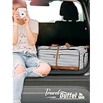 Lekesky Foldable Travel Duffle Bag for Women, 80L Large Duffel Bag with Separate Shoes Compartments & Straps, Carry On Weekend Bag for Women, Hospital, Overnight (Blue Stripes) - Image 2