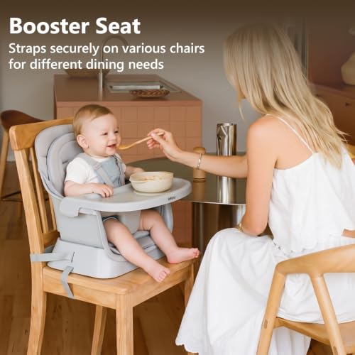 Image of INFANS 8-in-1 Baby High Chair, 10 Months+, Convertible Highchair, Polypropylene, Grey, 10x10x10 cm, 2 kg, 10 kg Weight Capacity, Portable, Assembly Required