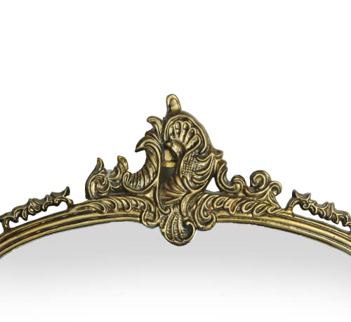 Image of Gharaana Victorian Arched Wall Mirror for Bedroom and Living Room | Decorative Mirror for Wall Decoration | Vintage Brass (35x24)