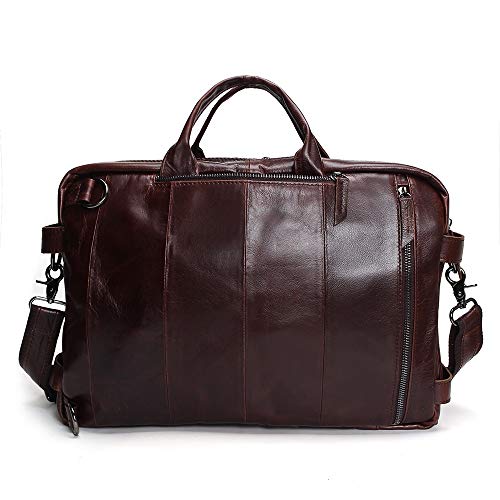 Briefcase for Men Men's Briefcase Leather Messenger Bag Business Backpack Men's Leather Bag for Work Office,Coffee2