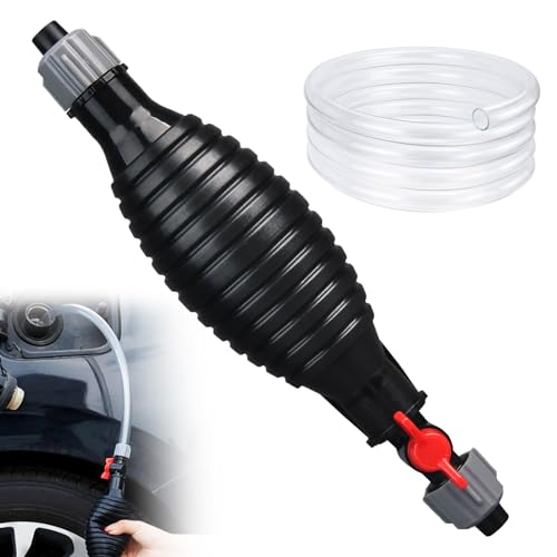 Syphon Pump, Fuel Transfer Pump Portable Hand Petrol Siphon Pump for Transfer Oil Water Gasoline with 3M PVC Siphon Hose