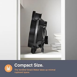 VonShef 3 in 1 Waffle Maker - Brownie & Doughnut Maker with Non-Stick Removable Plates, Cool Touch, Easy Clean - Makes Donuts & Brownies (Black, 800W)