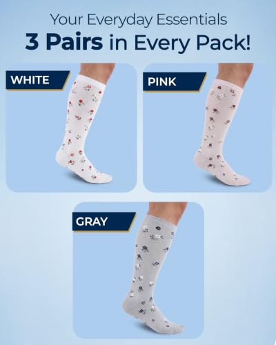 Image of Pembrook 3 Pairs Plus Size Compression Socks Wide Calf - Bamboo Viscose Compression Socks for Women Wide Calf