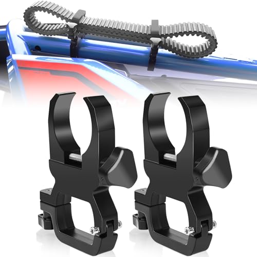 Drieaco 2PCS UTV Drive Belt Holder Fit 1-2' Roll Bar, Universal Spare Belt Mount Adjustable Metal Drive Belt Bracket for Can Am Maverick x3 Defender Polaris RZR Ranger KRX Teryx Mule Talon Pioneer SXS