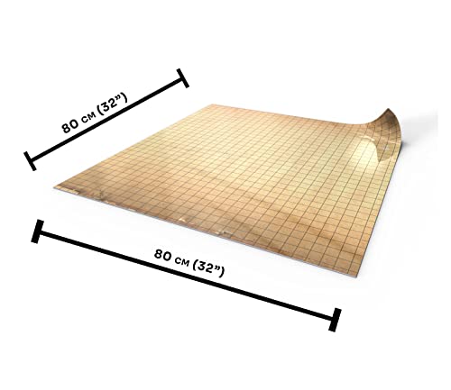 Trocken abwischbare Rollenspielmatte 80x80cm mit quadratischem Raster - trocken abwischbare Kampfmatte für Rollenspiele, Dungeons and Dragons (D&D), Pathfinder - Einfarbiges Papyrus