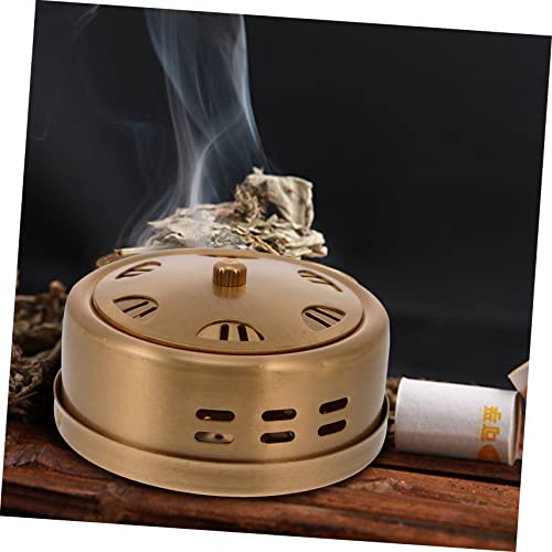 Caja portátil de moxibustión de cobre, quemador para moxa con cubierta de tela y diseño retro, herramienta para masaje corporal para uso doméstico miniatura 7