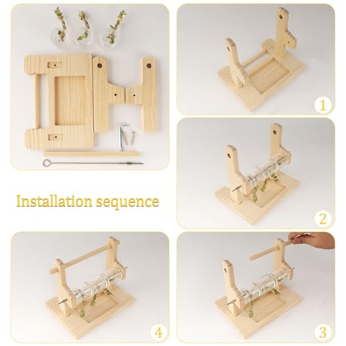 Image of Bird Playground, Parrot Foraging Toy, Wooden Perch with Rotating Drum, Exercise & Feeding Center for Small & Medium Birds