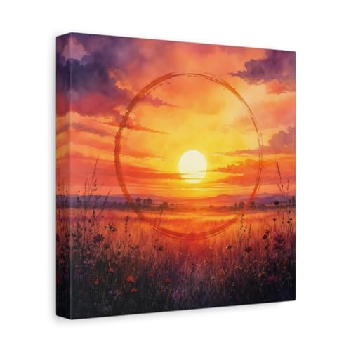 Tableau nature sunset orange au-dessus du canapé pour salon chaleureux de 25x25 cm