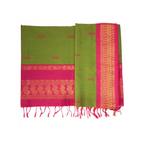 Image of Pure Kalyani Cotton Saree | Zari Border & Blouse Piece - Lata Gadwal Design | Traditional Saree