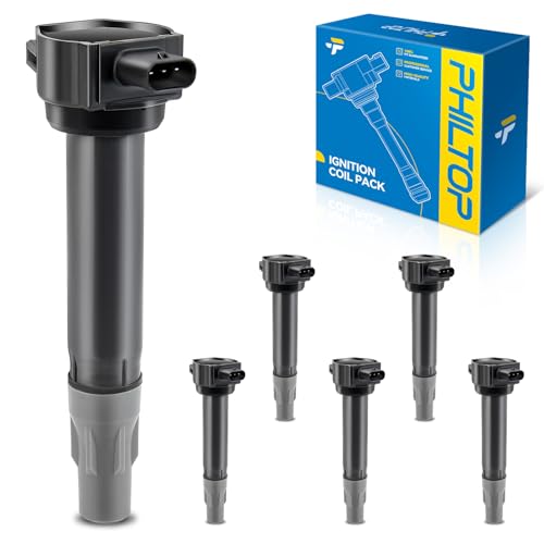 PHILTOP Ignition Coil Pack, Replacement for Charger, Journey, Sebring, Town & Country, Magnum, Pacifica, Avenger, Challenger, Grand Caravan, Nitro, Routan, Stratus, UF502 Ignition Coil Set of 6