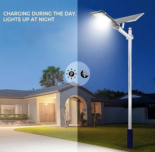 Image of Gigawatts 20W Solar Street Light with Wall Bracket & 254 LEDs Remote Control IP66 Water Resistant High Power 20Ah Battery Outdoor Lamp for Home Pathway Garden and Patio Lights (Set of 1, Cool White)