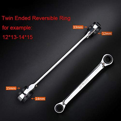 Miniatura 2 de 1 llave de trinquete reversible 4 en 1 de 1617-180.748 in, llave de trinquete de dos vías de doble cabeza para reparación de uso de bicicleta de