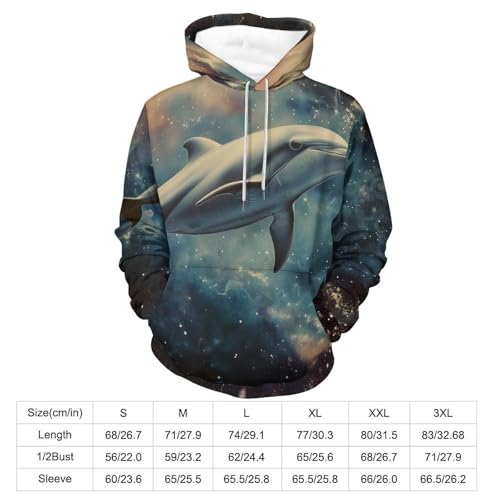 Sweat à capuche dauphin spatial imprimé galaxie manches longues S